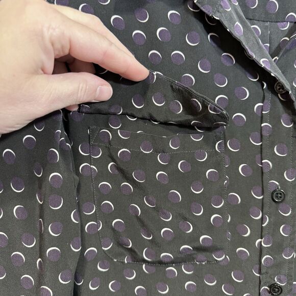 Equipment Femme Black Moon Pattern Long Sleeve Button Up Blouse Top Women's M - Picture 5 of 8